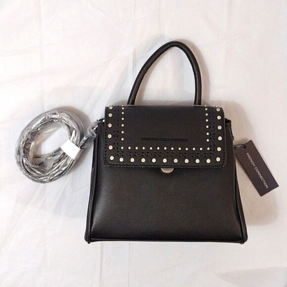 French Connection Bellita Black Stud Mini Crossbody with Top Handle NWT - Picture 1 of 17